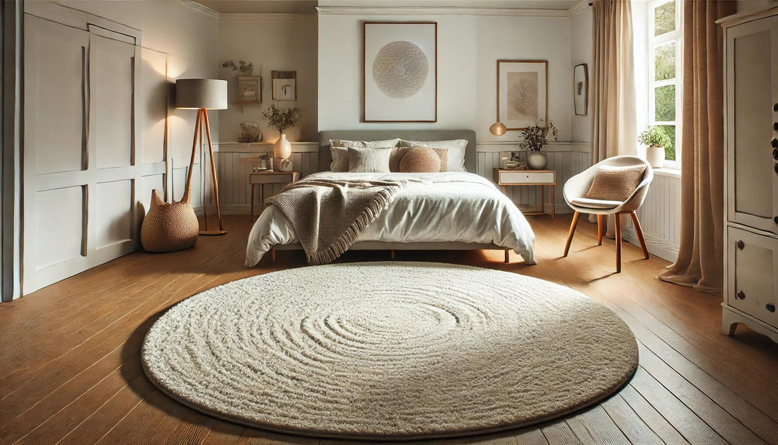 round area rug in the bedroom