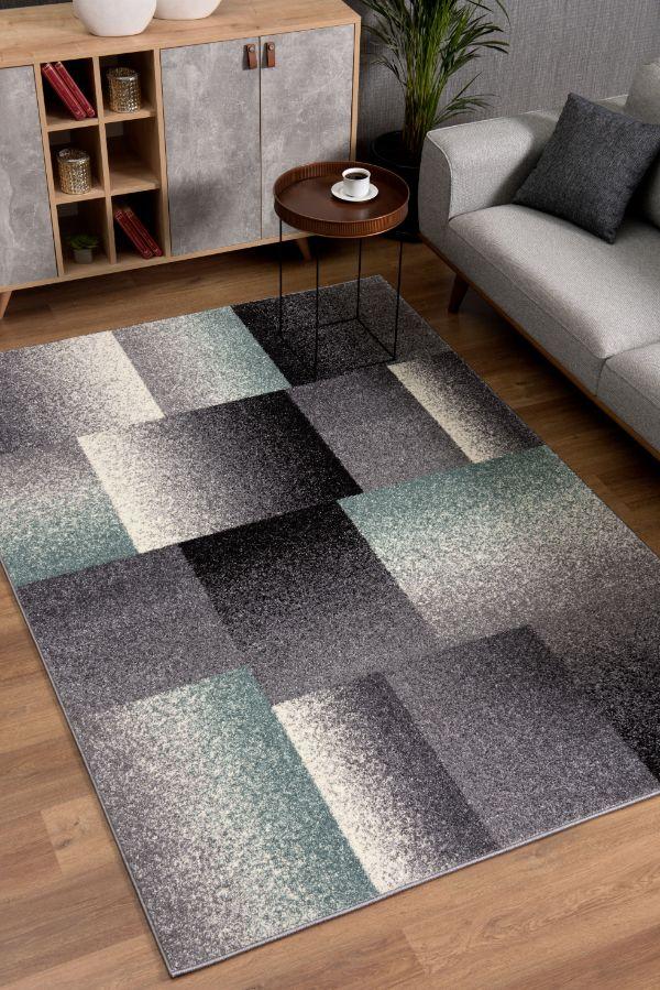 Tapis gris contemporain géométrique Nova