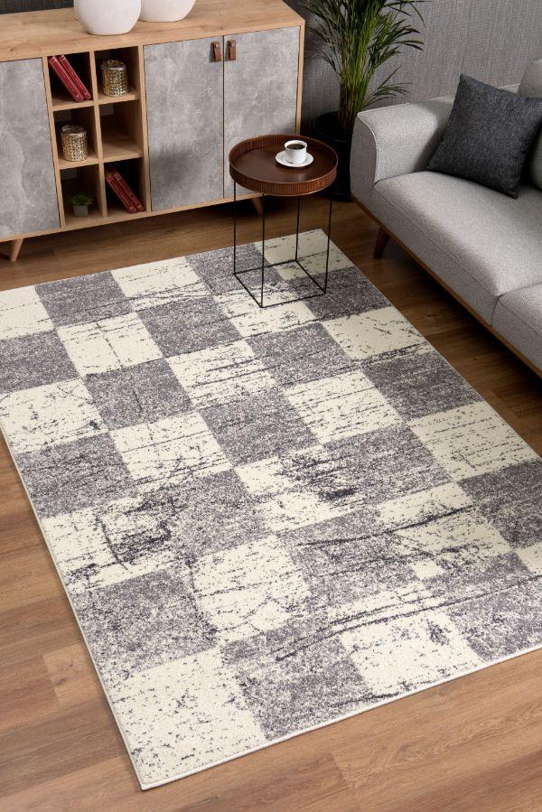 Nova Geometric Contemporary White Rug