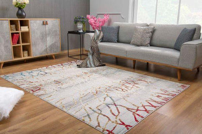 Tapis gris contemporain géométrique Vogue