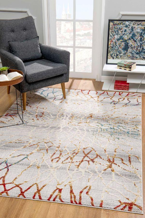 Tapis gris contemporain géométrique Vogue