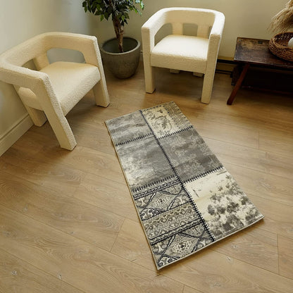 Montage Abstract Boho Grey Rug