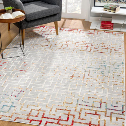 Tapis gris contemporain géométrique Vogue