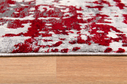Vogue Abstract Contemporary Red Rug