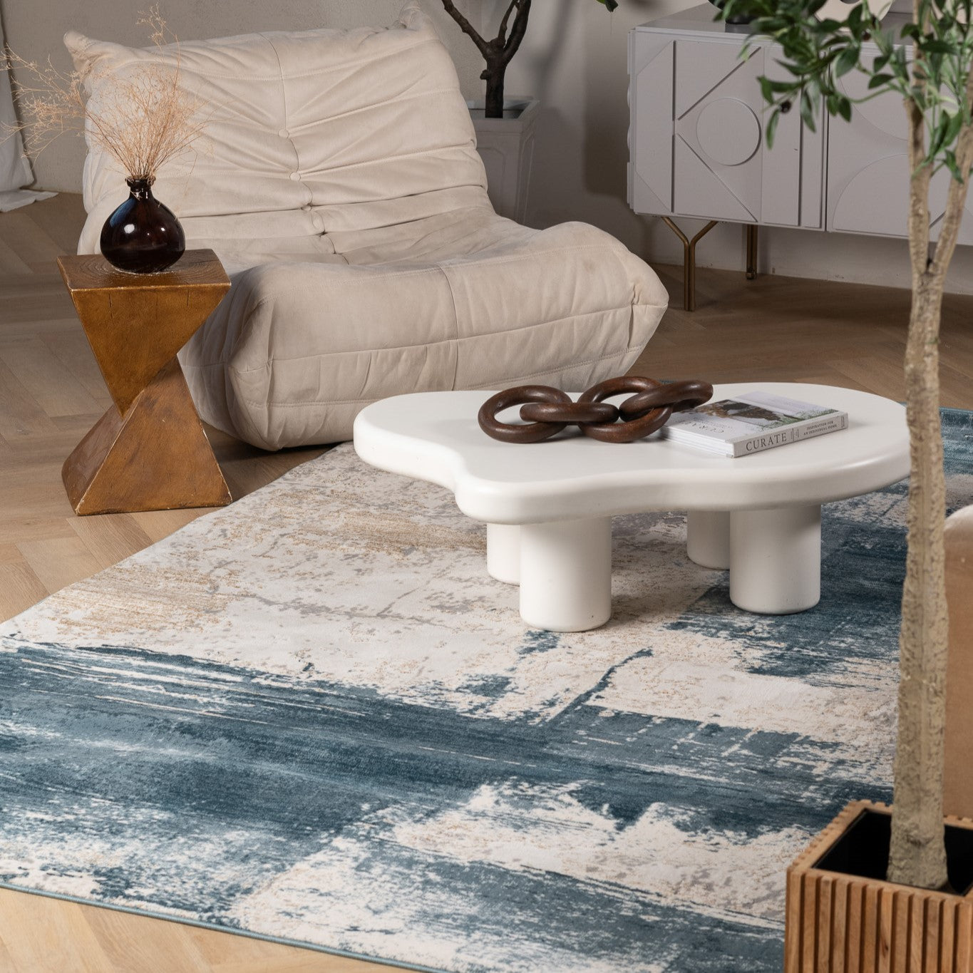 Silvia Scandinavian Contemporary Blue Rug