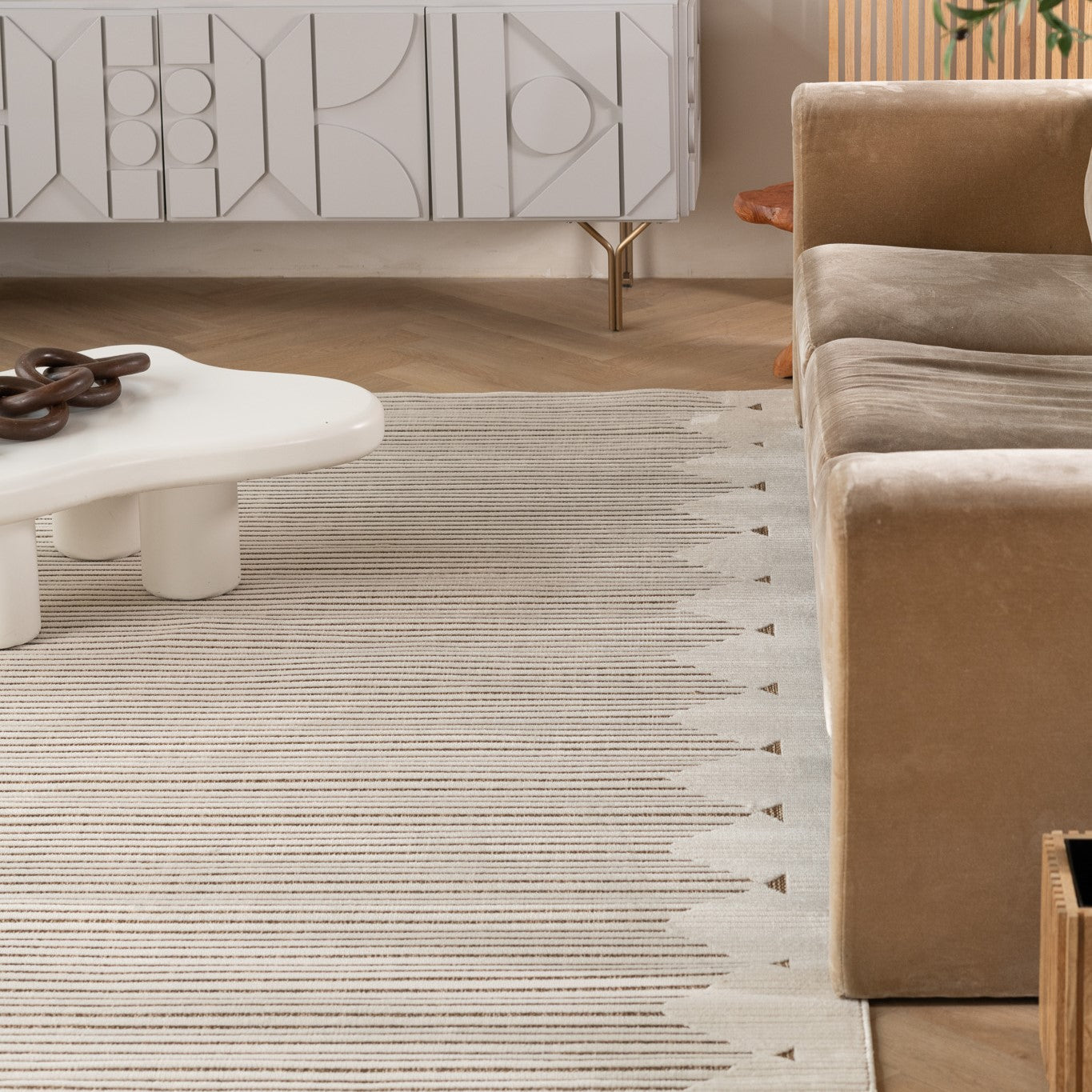 Tapis beige moderne rayé Maise