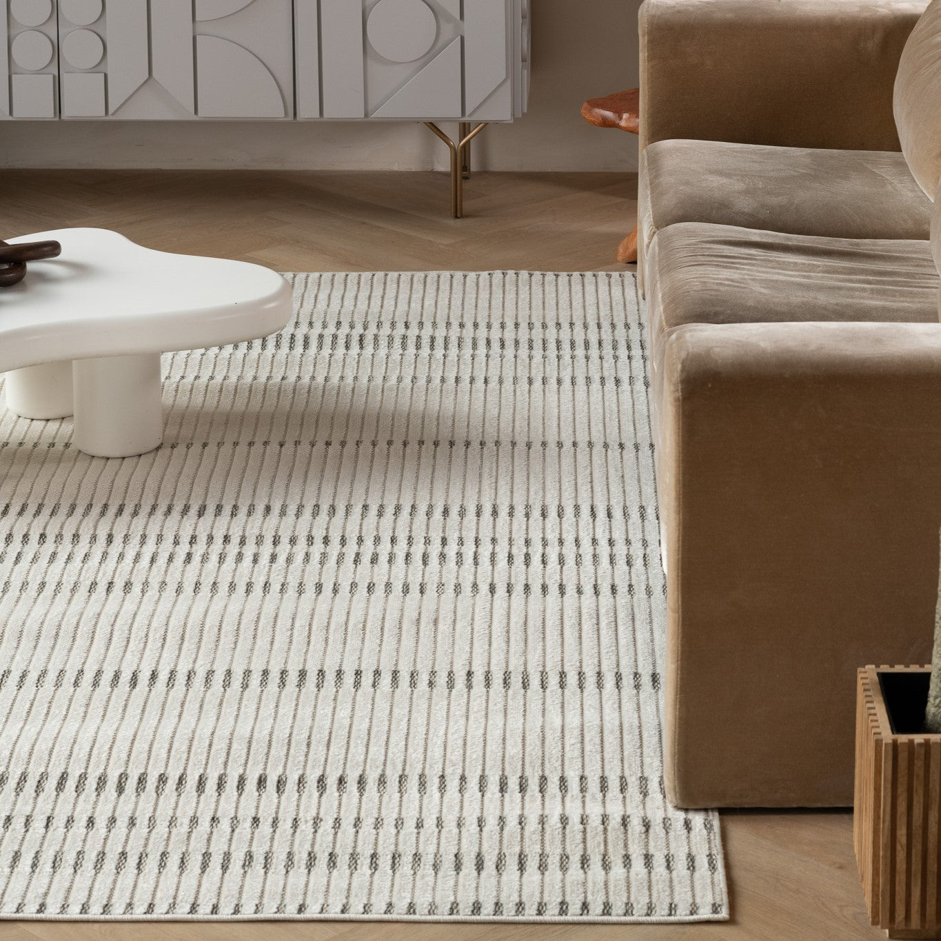 Tapis crème moderne abstrait Maise