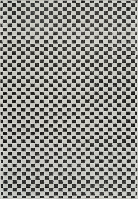 Maise Checkered Modern Black Rug