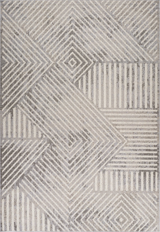 Tapis gris géométrique moderne Jules