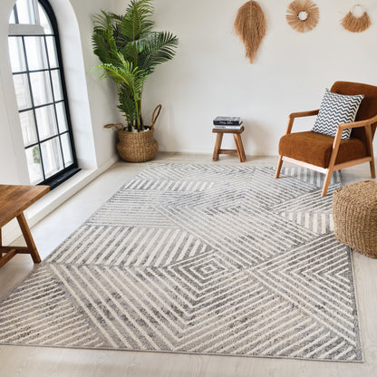 Jules Modern Geometrical Grey Rug