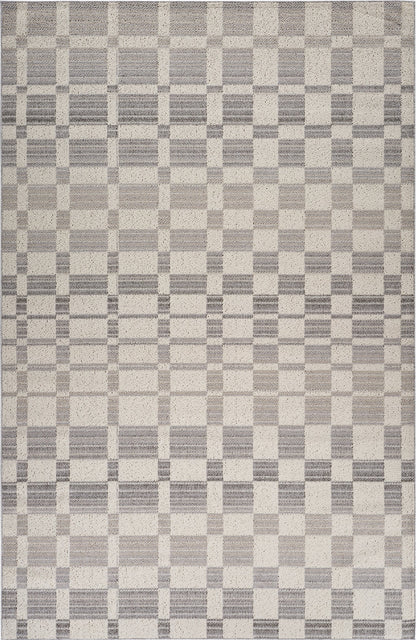 Tapis gris moderne à carreaux Jules