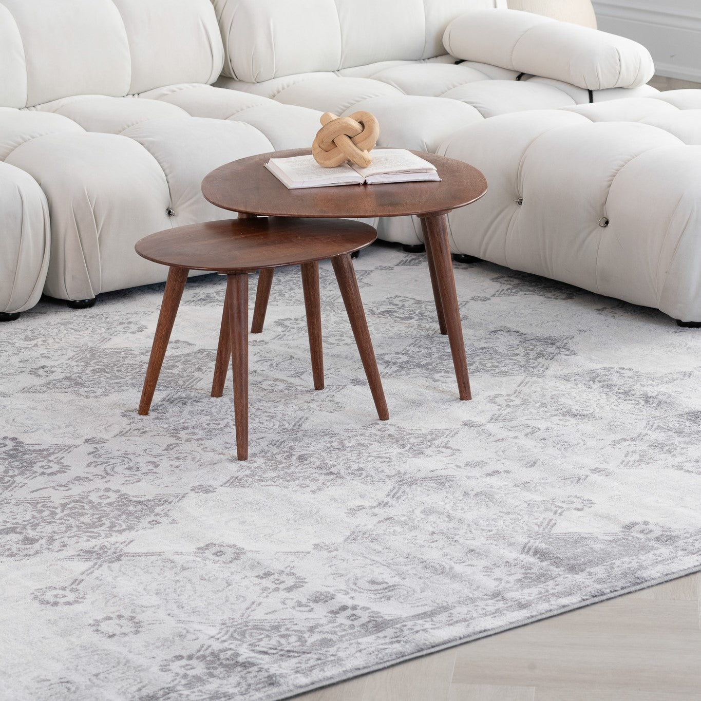 Tapis gris contemporain marocain Havana