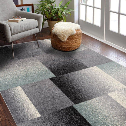 Tapis gris contemporain géométrique Nova