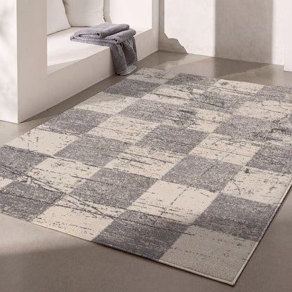 Tapis blanc contemporain géométrique Nova