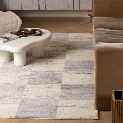 Nova Geometric Contemporary White Rug