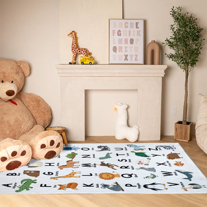 Soft Steps Playtime Alphabet Animals, Educational Learning Playmat White Soft Rug