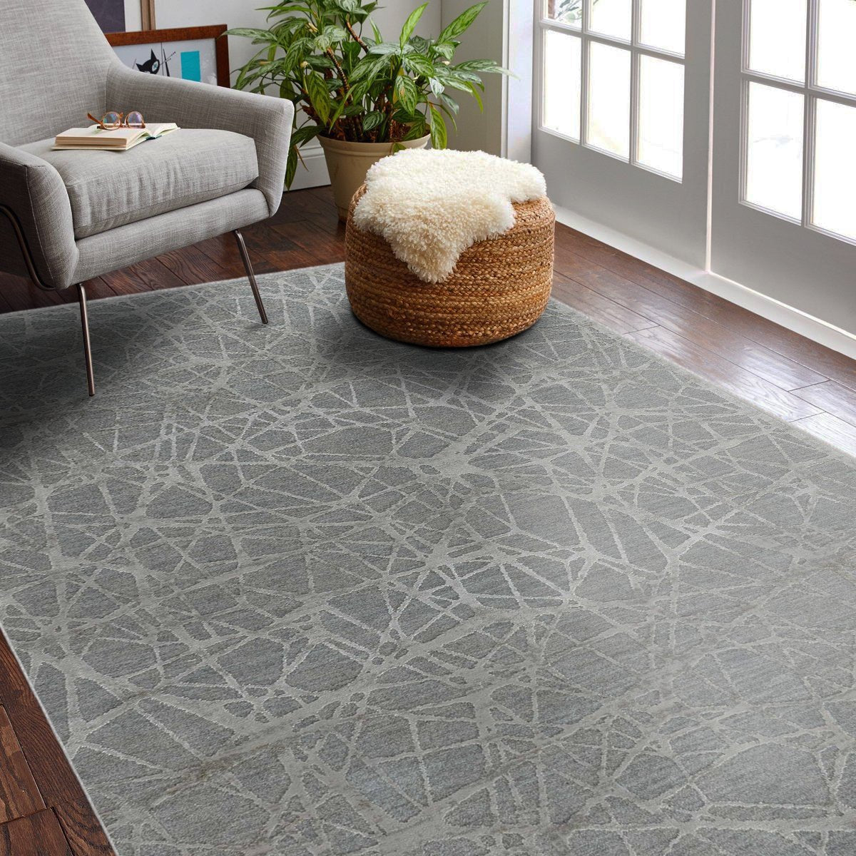 Melo Abstract Web Blue Rug