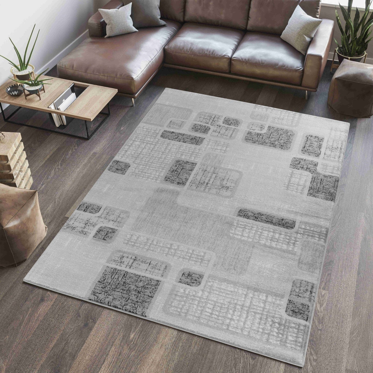 Tapis gris abstrait moderne Sakarya