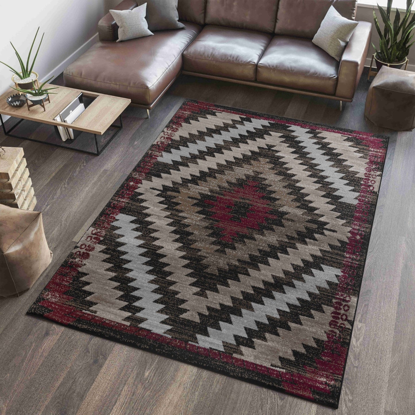 Sakarya Boho Geometric Brown Rug