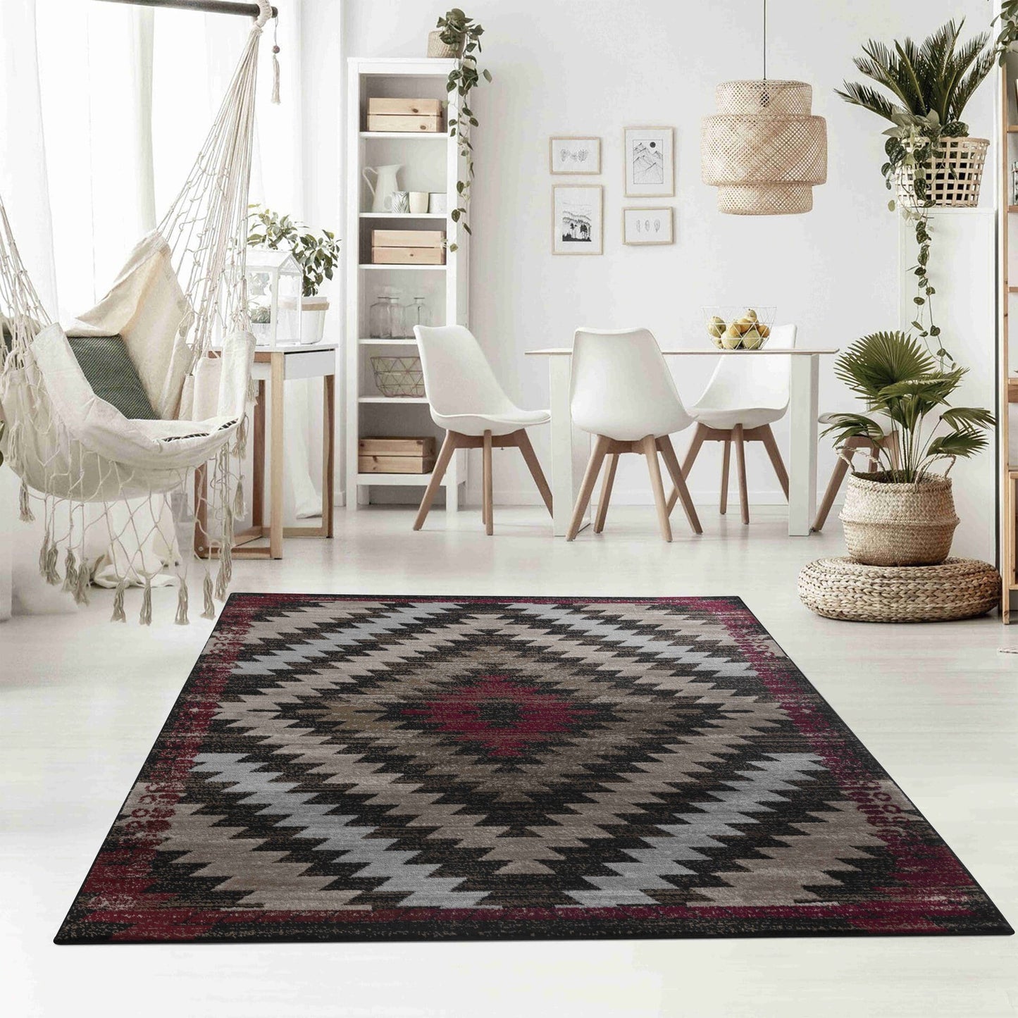 Sakarya Boho Geometric Brown Rug