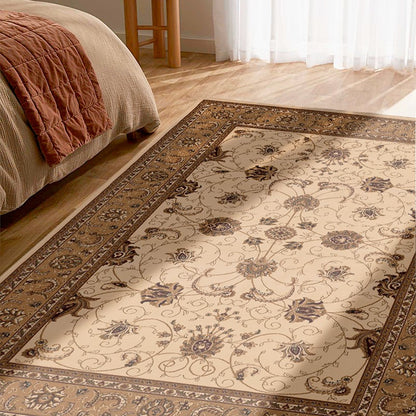 Tapis persan traditionnel beige majestueux