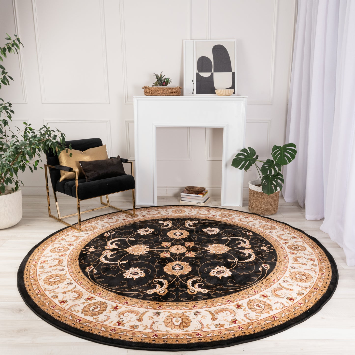 Majestic Persian Traditional Black Rug