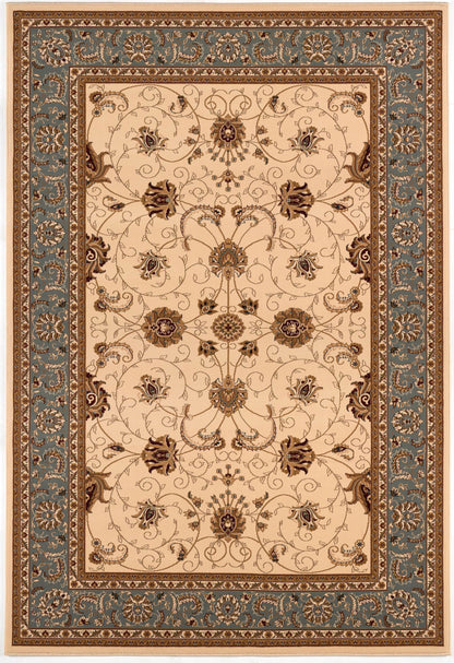 Tapis persan traditionnel beige majestueux