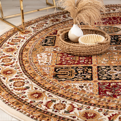 Tapis beige traditionnel marocain majestueux