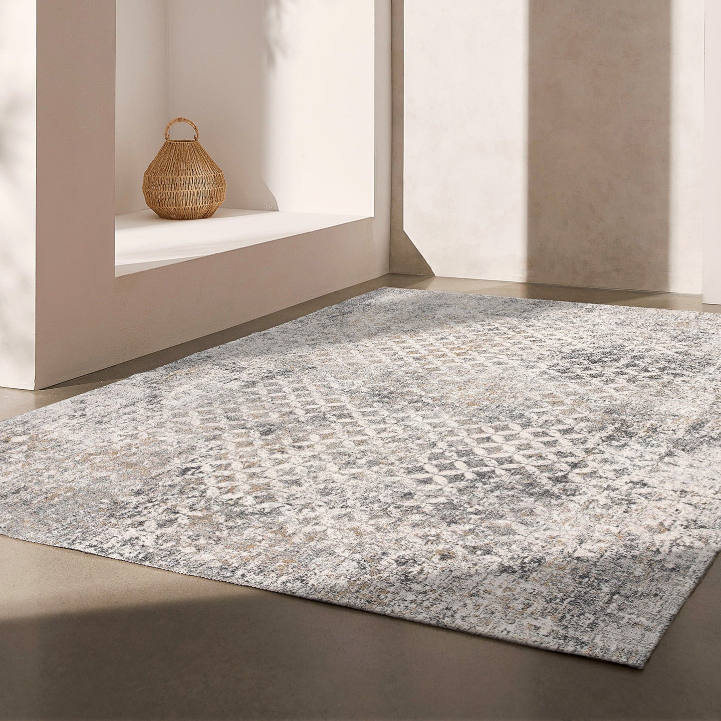 Tapis gris contemporain marocain Capri