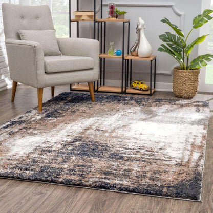 Retro Abstract Shag Grey Rug