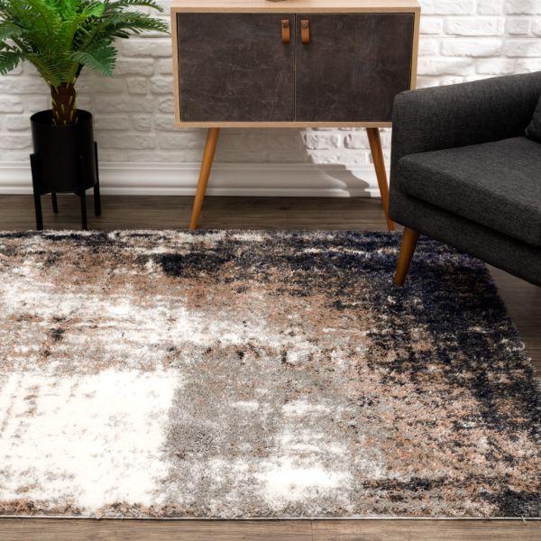 Retro Abstract Shag Grey Rug