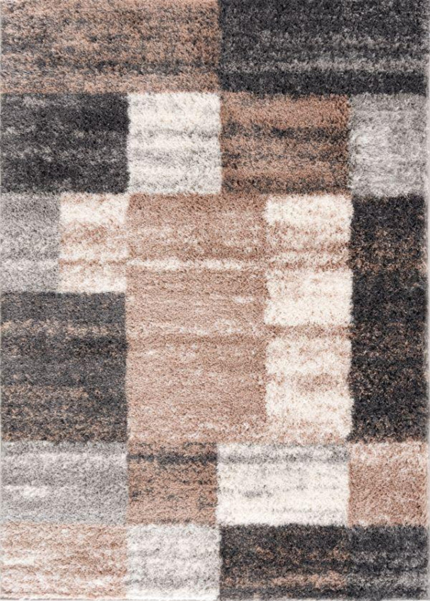 Retro Geometric Shag Brown Rug