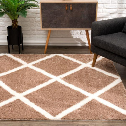 Retro Boho Shag Brown Rug