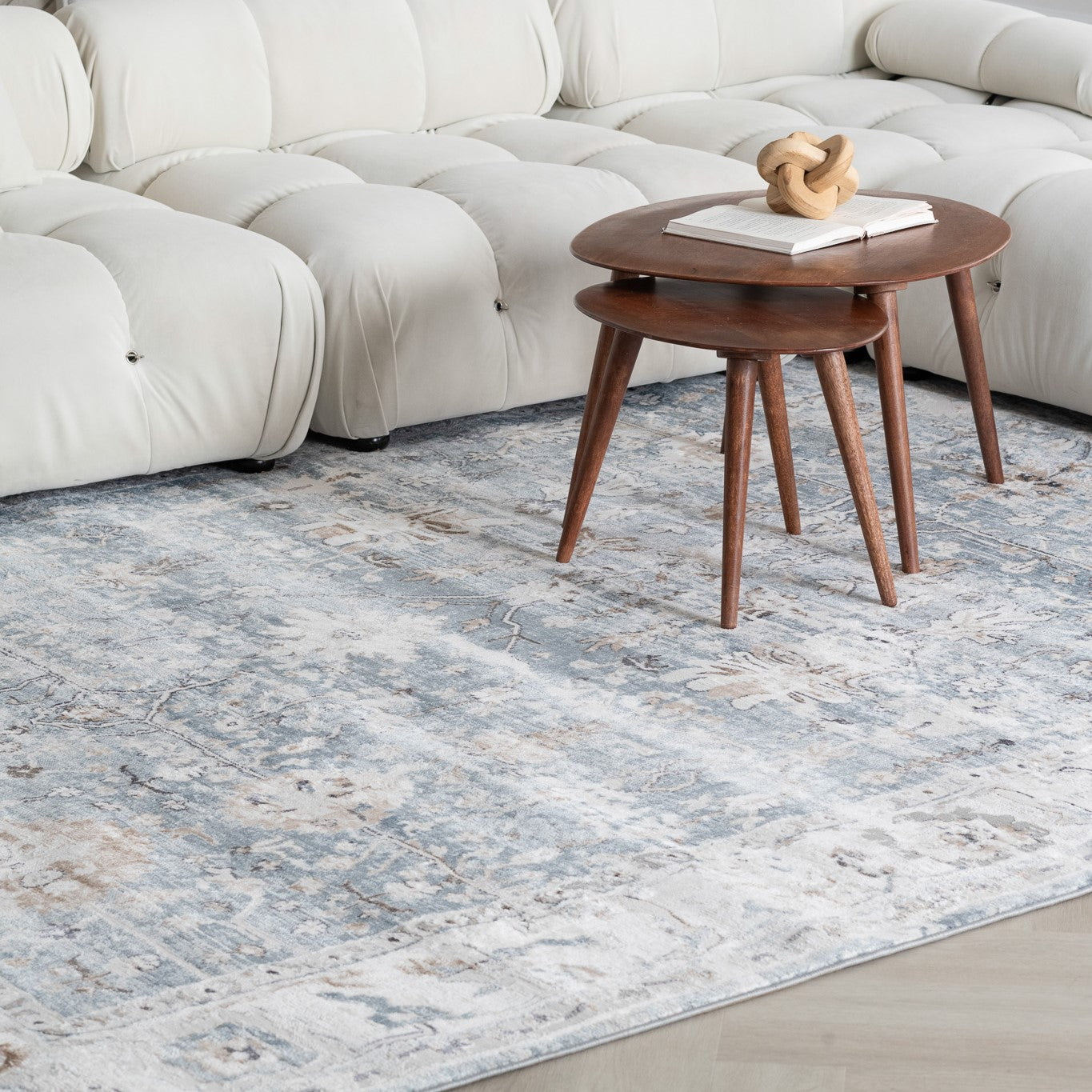 Tapis bleu vieilli scandinave Atlas (SANS IMAGE NI VIDÉO)