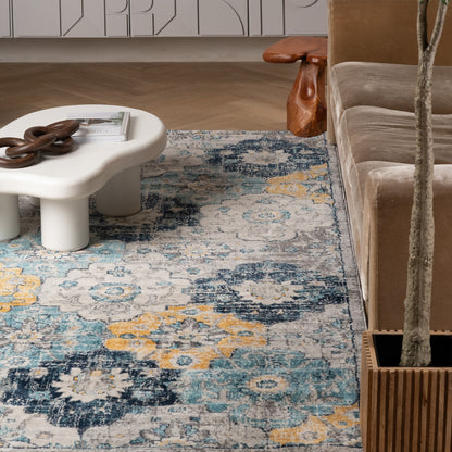 Savannah Mid-Century Modern Contemporary Blue Rug