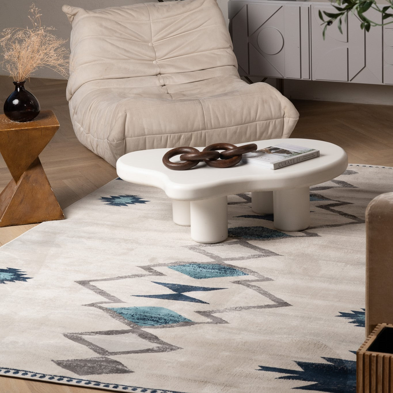 Savannah Boho Contemporary Blue Rug