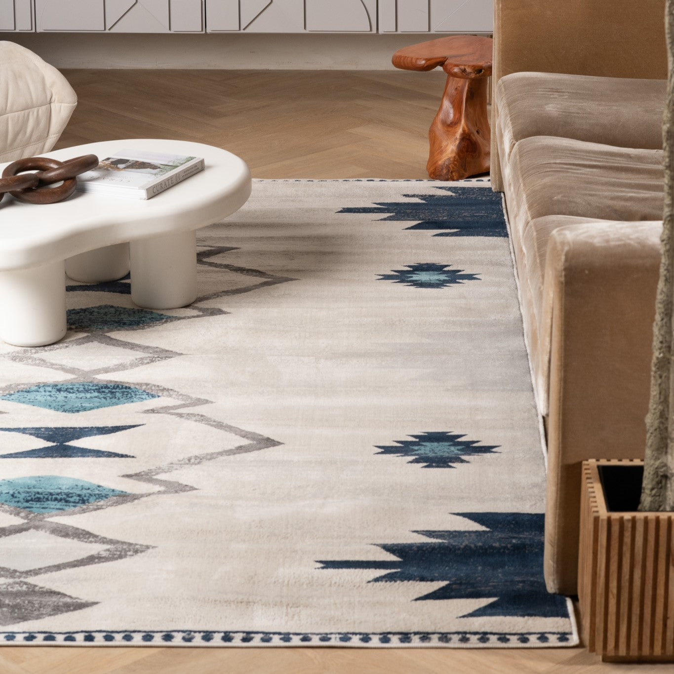 Savannah Boho Contemporary Blue Rug