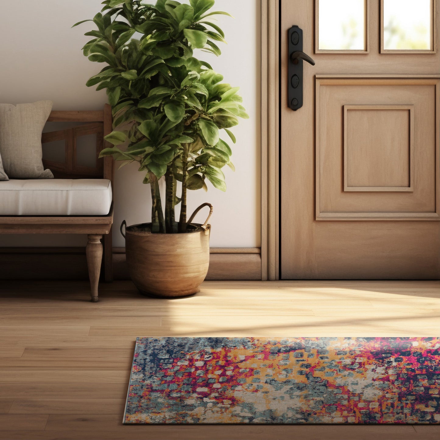 Savannah Boho Abstract Yellow Rug