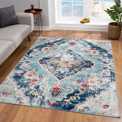 Savannah Boho Transitional Blue Rug