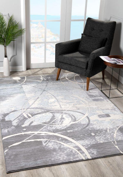 Oasis Abstract Contemporary Grey Rug