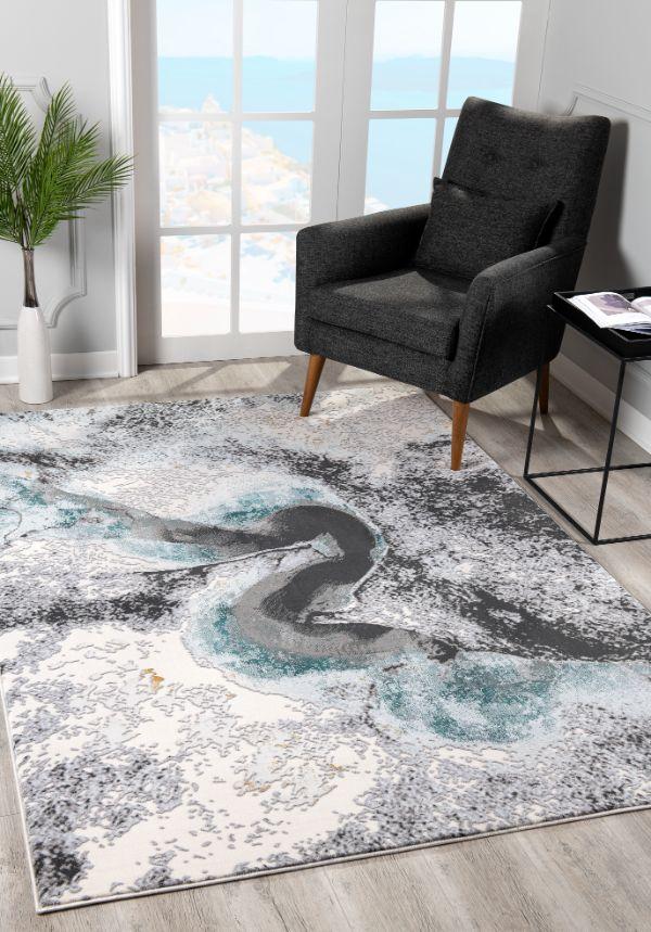 Oasis Abstract River Grey Rug