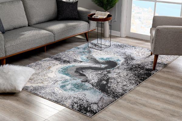 Oasis Abstract River Grey Rug