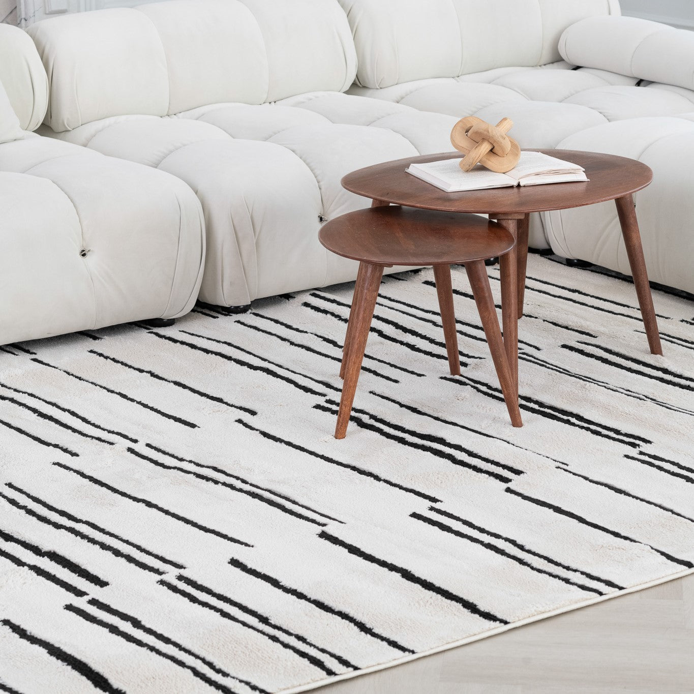 Domus Abstract Modern Cream Black Rug