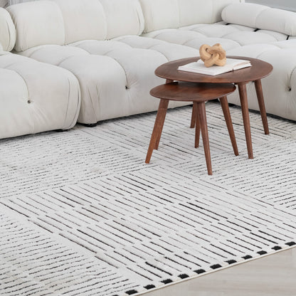 Domus Abstract Modern Cream Black Rug