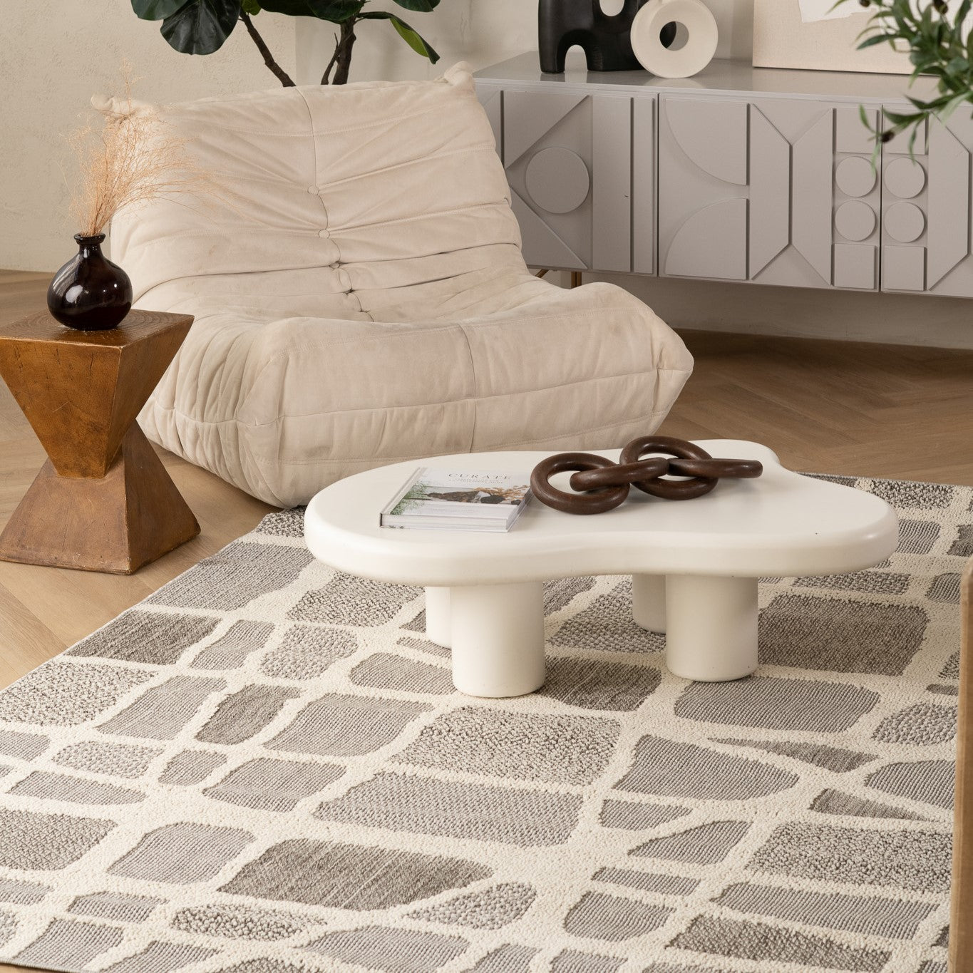 Tapis gris moderne abstrait Hogar