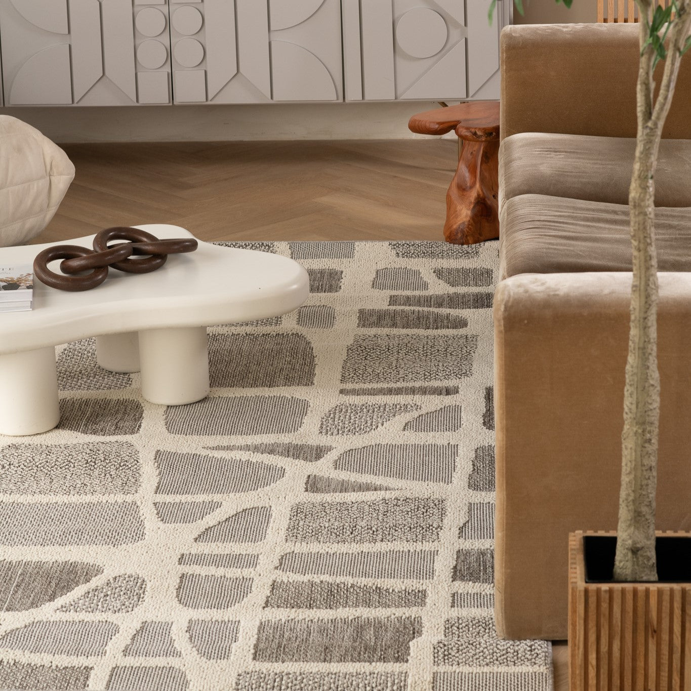 Tapis gris moderne abstrait Hogar