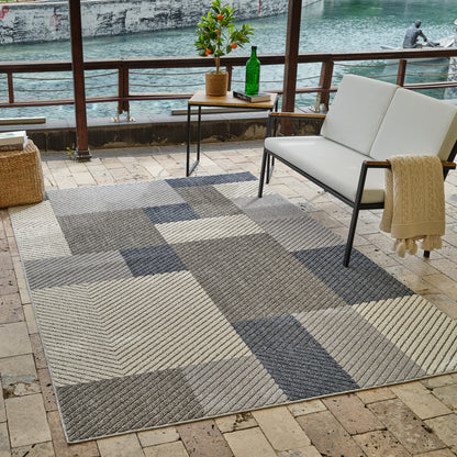 Hogar Abstract Geometric Grey Rug