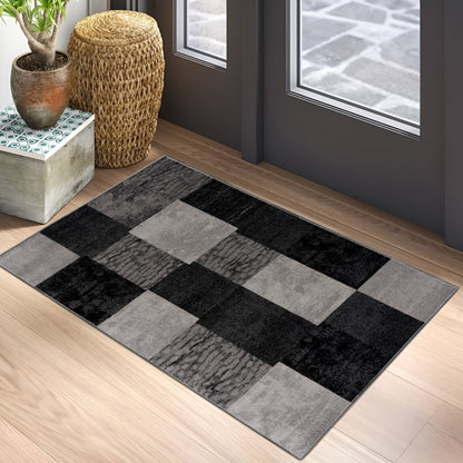 Tapis gris à carreaux géométriques Montage