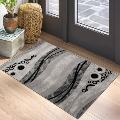 Tapis gris moderne géométrique Montage