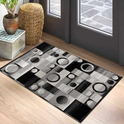 Montage Geometric Checkered Black Rug